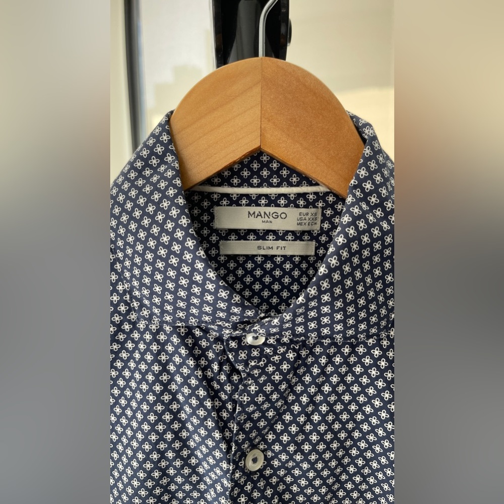 Mango Button Down Shirt in Navy pattern